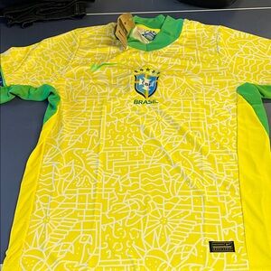 Nike Brazil Yellow and Green Dri-FIT Jersey